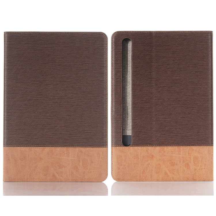 For Samsung Galaxy Tab S9 FE Cross Texture Stitching Leather Tablet Case(Dark Brown) - Galaxy Tab S9 FE by PMC Jewellery | Online Shopping South Africa | PMC Jewellery | Buy Now Pay Later Mobicred