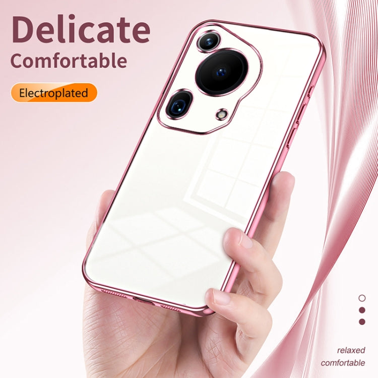 For Huawei Pura 70 Ultra Transparent Plating Fine Hole Phone Case(Black) - Huawei Cases by PMC TechLife | Online Shopping South Africa | PMC TechLife