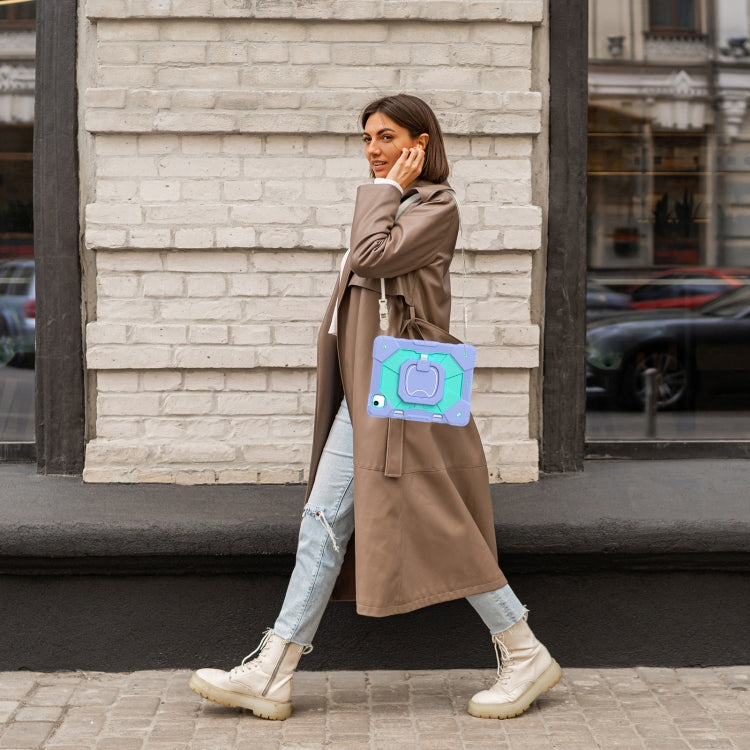 For iPad Air 11 2024 Contrast Color Robot Silicone Hybrid PC Tablet Case(Purple Mint Green) - iPad Air 11 2024 Cases by PMC TechLife | Online Shopping South Africa | PMC TechLife | Buy Now Pay Later Mobicred