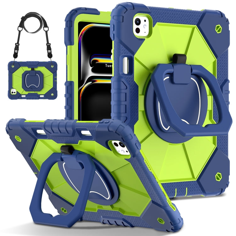 For iPad Pro 11 2024 Contrast Color Robot Silicone Hybrid PC Tablet Case(Navy Yellow Green) - iPad Pro 11 2024 Cases by PMC TechLife | Online Shopping South Africa | PMC TechLife | Buy Now Pay Later Mobicred