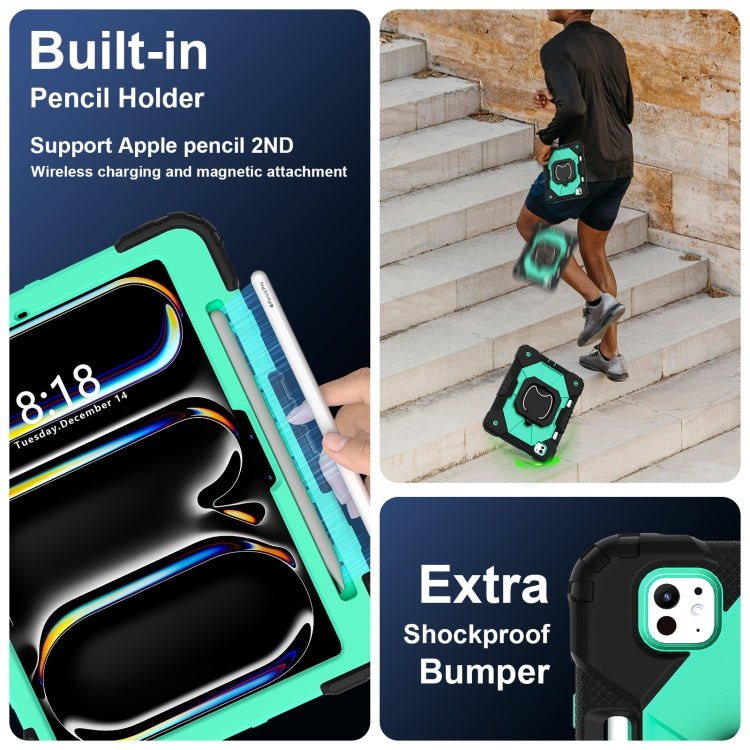 For iPad Pro 11 2024 Contrast Color Robot Silicone Hybrid PC Tablet Case(Black Mint Green) - iPad Pro 11 2024 Cases by PMC TechLife | Online Shopping South Africa | PMC TechLife | Buy Now Pay Later Mobicred