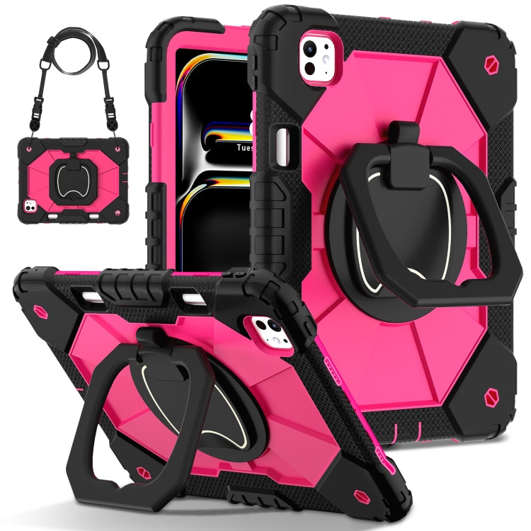For iPad Pro 11 2024 Contrast Color Robot Silicone Hybrid PC Tablet Case(Black Rose Red) - iPad Pro 11 2024 Cases by PMC TechLife | Online Shopping South Africa | PMC TechLife | Buy Now Pay Later Mobicred