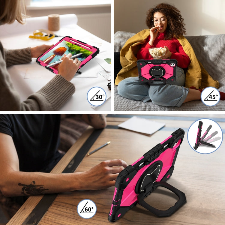 For iPad Pro 11 2024 Contrast Color Robot Silicone Hybrid PC Tablet Case(Black Rose Red) - iPad Pro 11 2024 Cases by PMC TechLife | Online Shopping South Africa | PMC TechLife | Buy Now Pay Later Mobicred