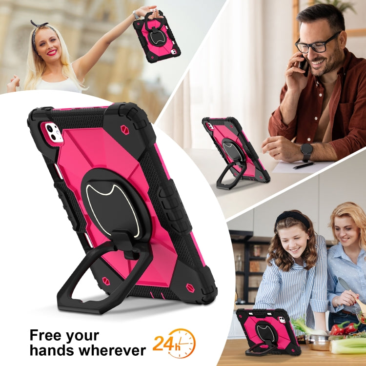 For iPad Pro 11 2024 Contrast Color Robot Silicone Hybrid PC Tablet Case(Black Rose Red) - iPad Pro 11 2024 Cases by PMC TechLife | Online Shopping South Africa | PMC TechLife | Buy Now Pay Later Mobicred