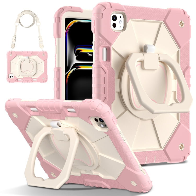 For iPad Pro 11 2024 Contrast Color Robot Silicone Hybrid PC Tablet Case(Rose Gold Beige) - iPad Pro 11 2024 Cases by PMC TechLife | Online Shopping South Africa | PMC TechLife | Buy Now Pay Later Mobicred