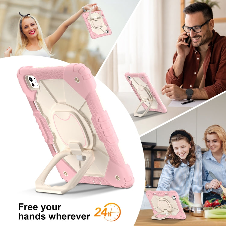 For iPad Pro 11 2024 Contrast Color Robot Silicone Hybrid PC Tablet Case(Rose Gold Beige) - iPad Pro 11 2024 Cases by PMC TechLife | Online Shopping South Africa | PMC TechLife | Buy Now Pay Later Mobicred