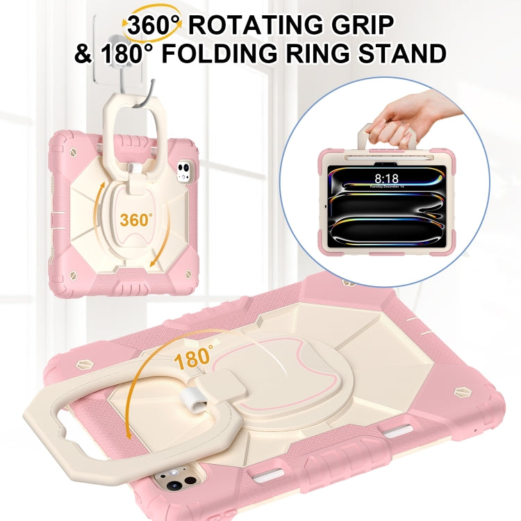 For iPad Pro 11 2024 Contrast Color Robot Silicone Hybrid PC Tablet Case(Rose Gold Beige) - iPad Pro 11 2024 Cases by PMC TechLife | Online Shopping South Africa | PMC TechLife | Buy Now Pay Later Mobicred