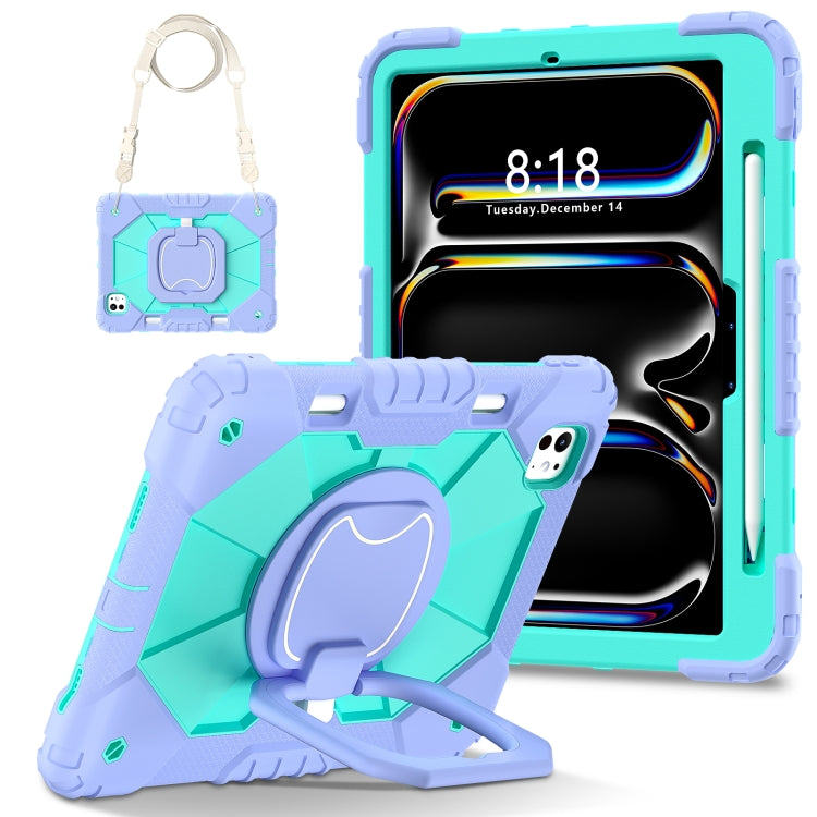 For iPad Pro 11 2024 Contrast Color Robot Silicone Hybrid PC Tablet Case(Purple Mint Green) - iPad Pro 11 2024 Cases by PMC TechLife | Online Shopping South Africa | PMC TechLife | Buy Now Pay Later Mobicred