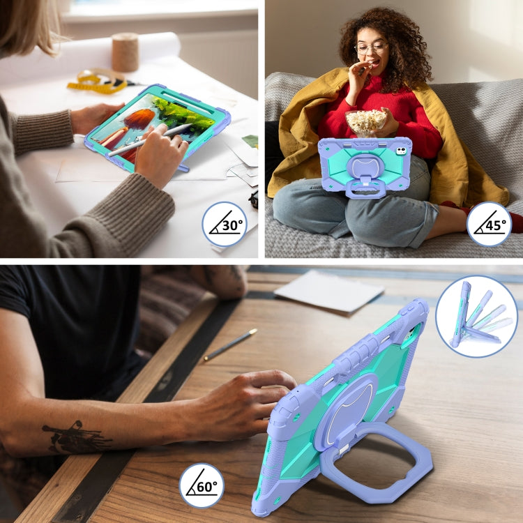 For iPad Pro 11 2024 Contrast Color Robot Silicone Hybrid PC Tablet Case(Purple Mint Green) - iPad Pro 11 2024 Cases by PMC TechLife | Online Shopping South Africa | PMC TechLife | Buy Now Pay Later Mobicred