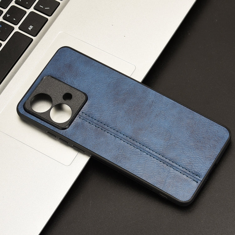 For Motorola Edge 40 Neo 5G Cow Pattern Sewing Back Cover Phone Case(Blue) - Motorola Cases by PMC TechLife | Online Shopping South Africa | PMC TechLife