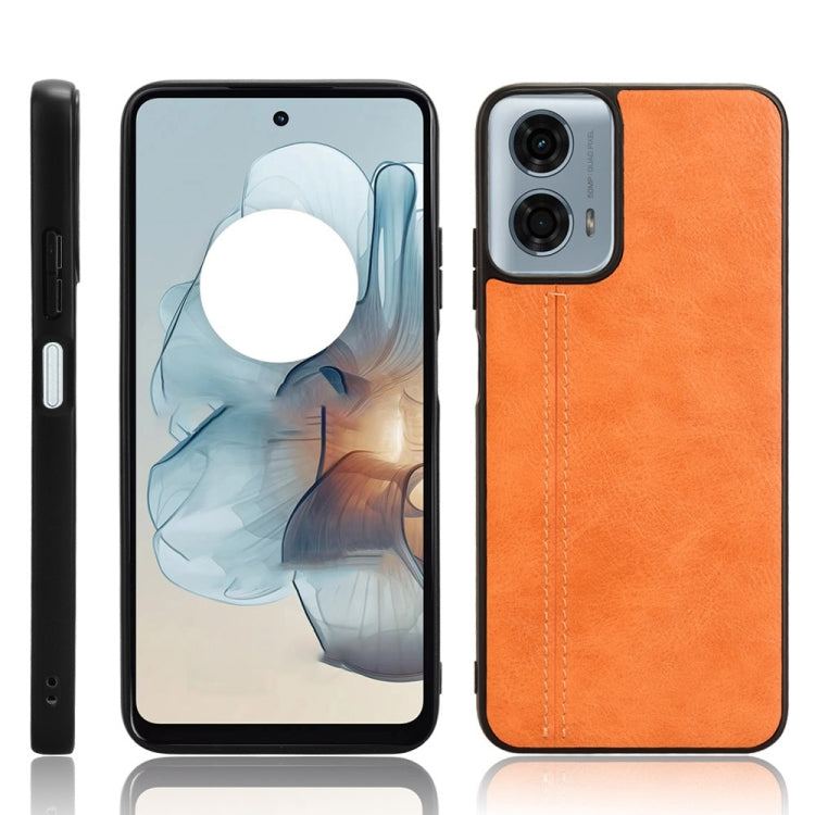 For Motorola Moto G Power 5G 2024 Cow Pattern Sewing Back Cover Phone Case(Orange) - Motorola Cases by PMC Jewellery | Online Shopping South Africa | PMC Jewellery | Buy Now Pay Later Mobicred