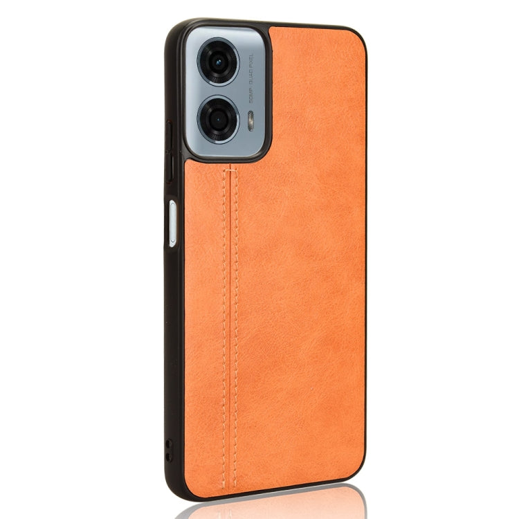 For Motorola Moto G Power 5G 2024 Cow Pattern Sewing Back Cover Phone Case(Orange) - Motorola Cases by PMC Jewellery | Online Shopping South Africa | PMC Jewellery | Buy Now Pay Later Mobicred