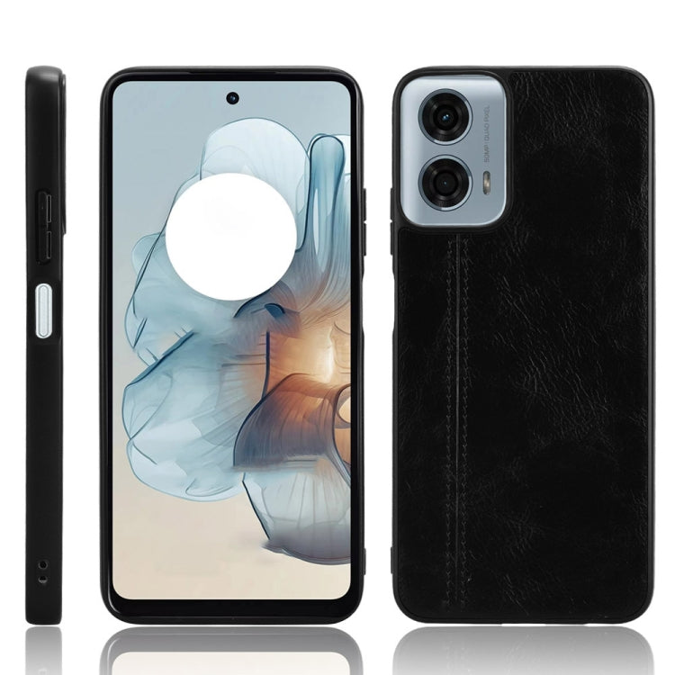 For Motorola Moto G 5G 2024 / G Play 5G 2024 Cow Pattern Sewing Back Cover Phone Case(Black) - Motorola Cases by PMC Jewellery | Online Shopping South Africa | PMC Jewellery | Buy Now Pay Later Mobicred