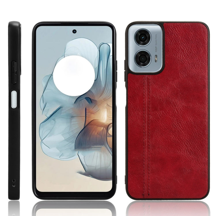 For Motorola Moto G 5G 2024 / G Play 5G 2024 Cow Pattern Sewing Back Cover Phone Case(Red) - Motorola Cases by PMC Jewellery | Online Shopping South Africa | PMC Jewellery | Buy Now Pay Later Mobicred