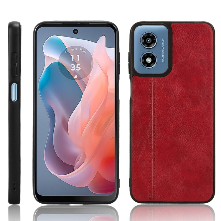 For Motorola Moto G Play 4G 2024 Cow Pattern Sewing Back Cover Phone Case(Red) - Motorola Cases by PMC Jewellery | Online Shopping South Africa | PMC Jewellery | Buy Now Pay Later Mobicred