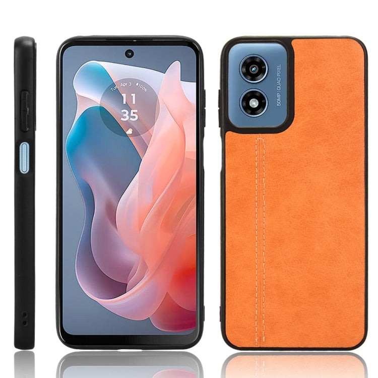 For Motorola Moto G Play 4G 2024 Cow Pattern Sewing Back Cover Phone Case(Orange) - Motorola Cases by PMC Jewellery | Online Shopping South Africa | PMC Jewellery | Buy Now Pay Later Mobicred