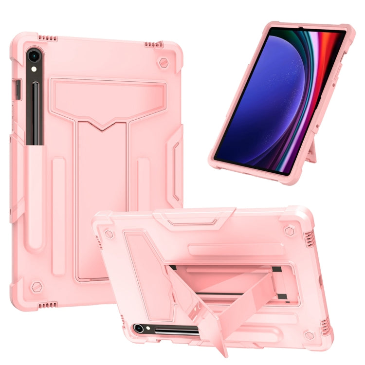 For Samsung Galaxy Tab S9 FE / S9 T Holder Robot Silicone Hybrid PC Tablet Case(Rose Gold) - free shipping - PMC Jewellery - Order now!