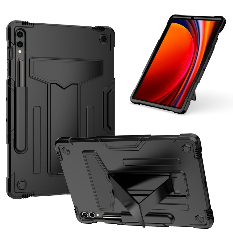 For Samsung Galaxy Tab S9 FE+ / S9+ T Holder Robot Silicone Hybrid PC Tablet Case(Black) - Galaxy Tab S9+ Cases by PMC TechLife | Online Shopping South Africa | PMC TechLife