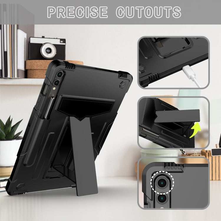 For Samsung Galaxy Tab S9 FE+ / S9+ T Holder Robot Silicone Hybrid PC Tablet Case(Black) - Galaxy Tab S9+ Cases by PMC TechLife | Online Shopping South Africa | PMC TechLife