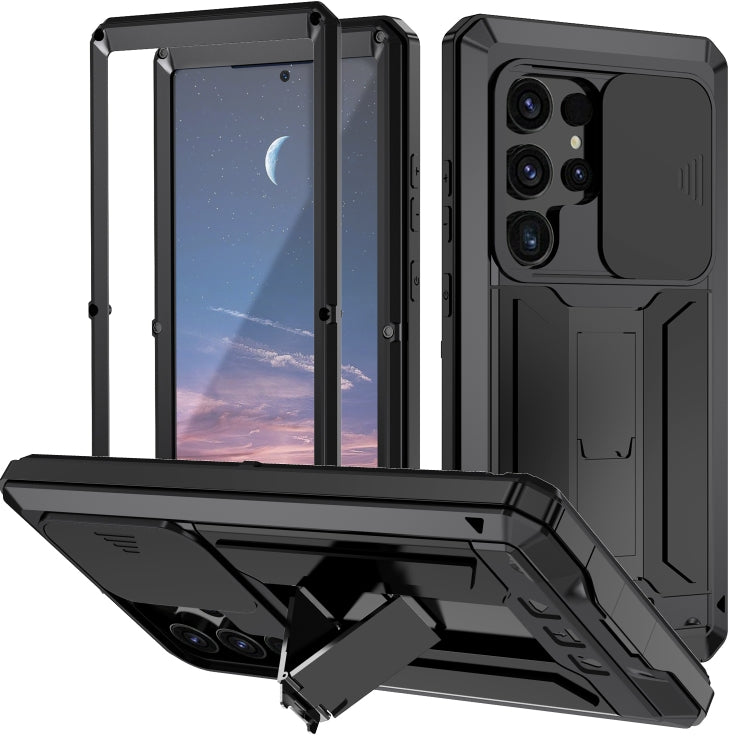 For Samsung Galaxy S24 Ultra 5G R-JUST Sliding Camera Life Waterproof Holder Phone Case(Black) - Galaxy S24 Ultra 5G Cases by R-JUST | Online Shopping South Africa | PMC TechLife | Buy Now Pay Later Mobicred