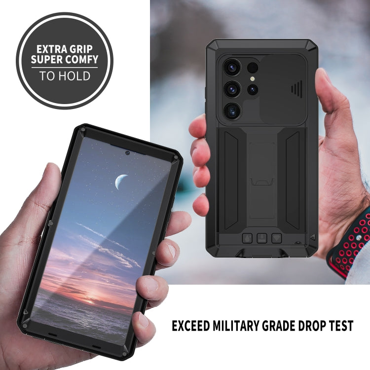 For Samsung Galaxy S24 Ultra 5G R-JUST Sliding Camera Life Waterproof Holder Phone Case(Black) - Galaxy S24 Ultra 5G Cases by R-JUST | Online Shopping South Africa | PMC TechLife | Buy Now Pay Later Mobicred