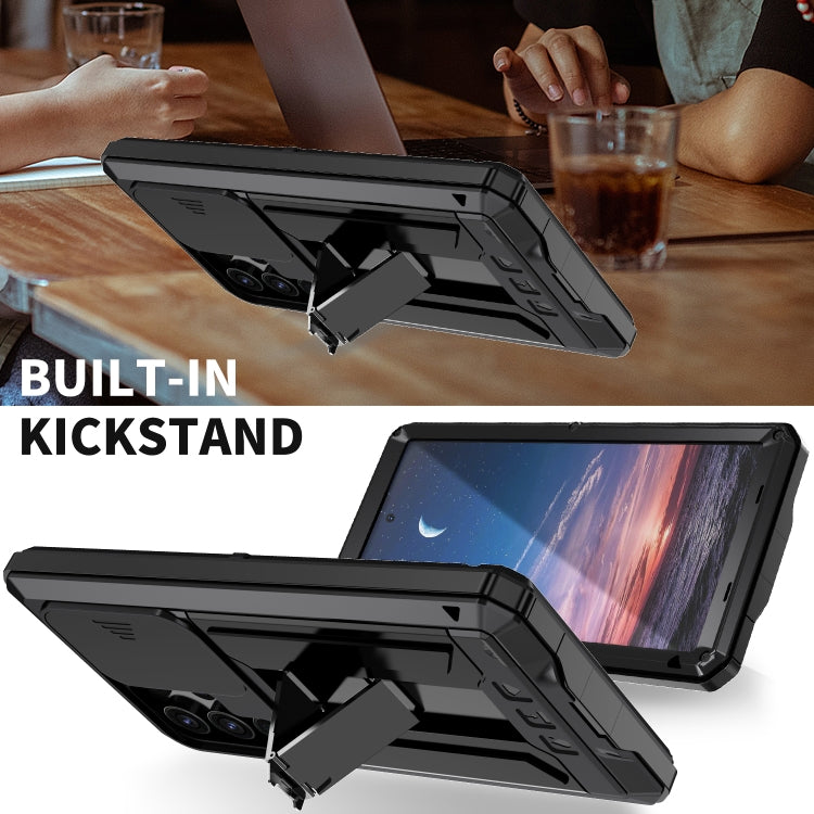 For Samsung Galaxy S24 Ultra 5G R-JUST Sliding Camera Life Waterproof Holder Phone Case(Black) - Galaxy S24 Ultra 5G Cases by R-JUST | Online Shopping South Africa | PMC TechLife | Buy Now Pay Later Mobicred