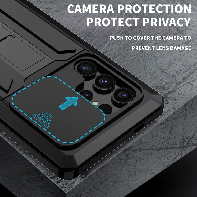For Samsung Galaxy S24 Ultra 5G R-JUST Sliding Camera Life Waterproof Holder Phone Case(Black) - Galaxy S24 Ultra 5G Cases by R-JUST | Online Shopping South Africa | PMC TechLife | Buy Now Pay Later Mobicred