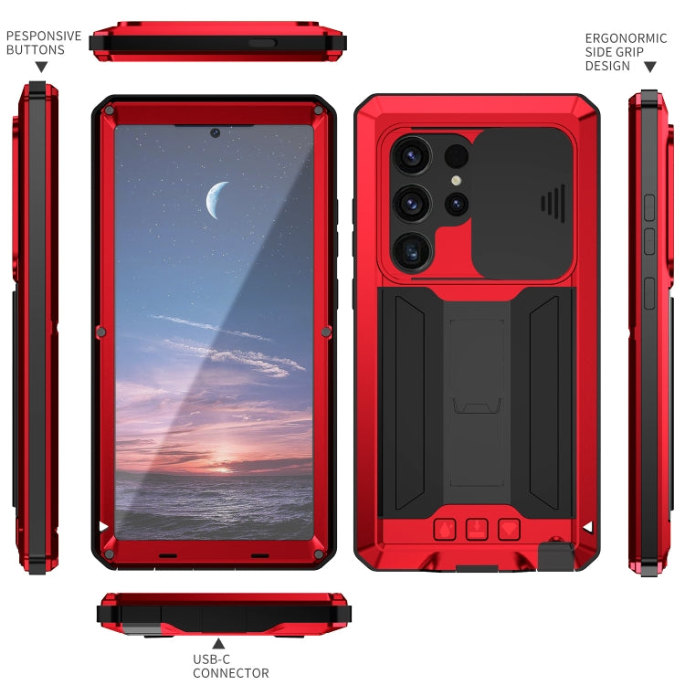 For Samsung Galaxy S24 Ultra 5G R-JUST Sliding Camera Life Waterproof Holder Phone Case(Red) - free shipping - PMC TechLife - Order now!