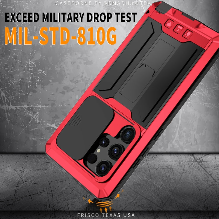 For Samsung Galaxy S24 Ultra 5G R-JUST Sliding Camera Life Waterproof Holder Phone Case(Red) - free shipping - PMC TechLife - Order now!