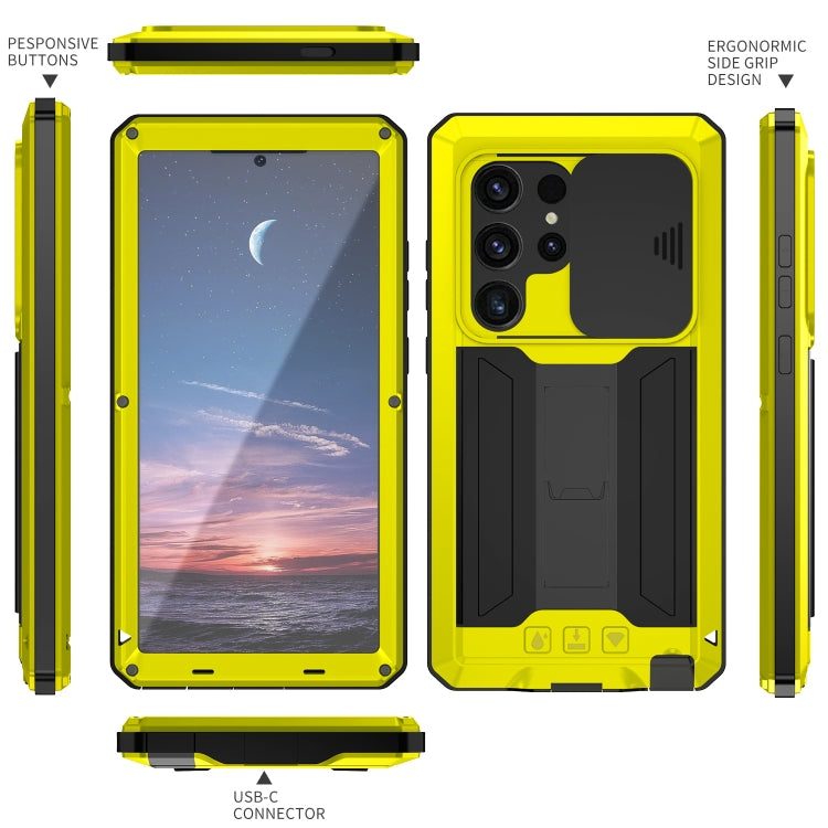 For Samsung Galaxy S24 Ultra 5G R-JUST Sliding Camera Life Waterproof Holder Phone Case(Yellow) - Galaxy S24 Ultra 5G Cases by R-JUST | Online Shopping South Africa | PMC TechLife | Buy Now Pay Later Mobicred