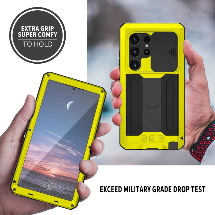 For Samsung Galaxy S24 Ultra 5G R-JUST Sliding Camera Life Waterproof Holder Phone Case(Yellow) - Galaxy S24 Ultra 5G Cases by R-JUST | Online Shopping South Africa | PMC TechLife | Buy Now Pay Later Mobicred