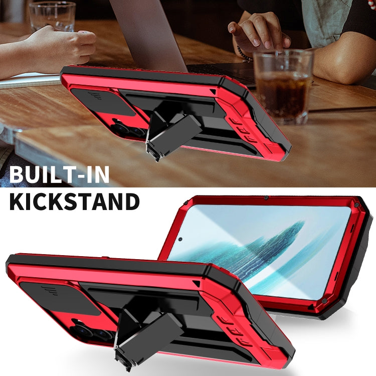 For Samsung Galaxy S24+ 5G R-JUST Sliding Camera Life Waterproof Holder Phone Case(Red) - free shipping - PMC TechLife - Order now!