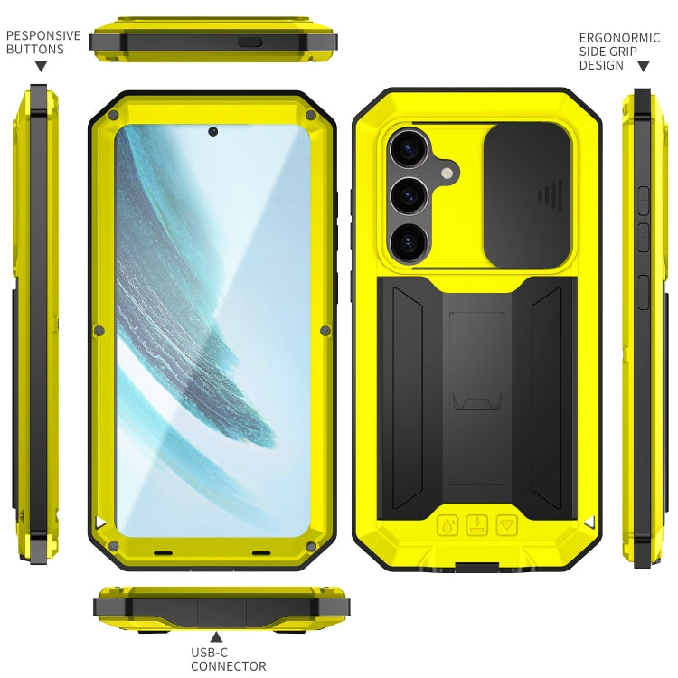 For Samsung Galaxy S24+ 5G R-JUST Sliding Camera Life Waterproof Holder Phone Case(Yellow) - free shipping - PMC TechLife - Order now!