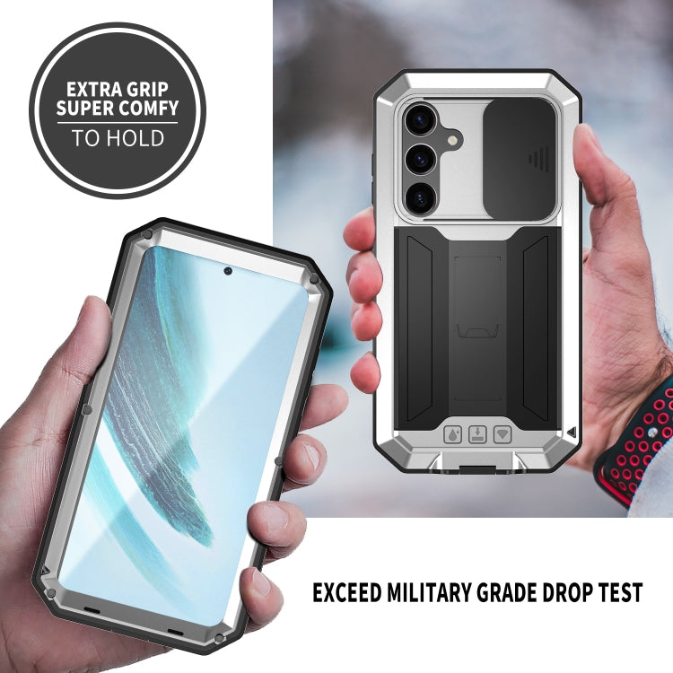 For Samsung Galaxy S24+ 5G R-JUST Sliding Camera Life Waterproof Holder Phone Case(Silver) - Galaxy S24+ 5G Cases by R-JUST | Online Shopping South Africa | PMC TechLife | Buy Now Pay Later Mobicred