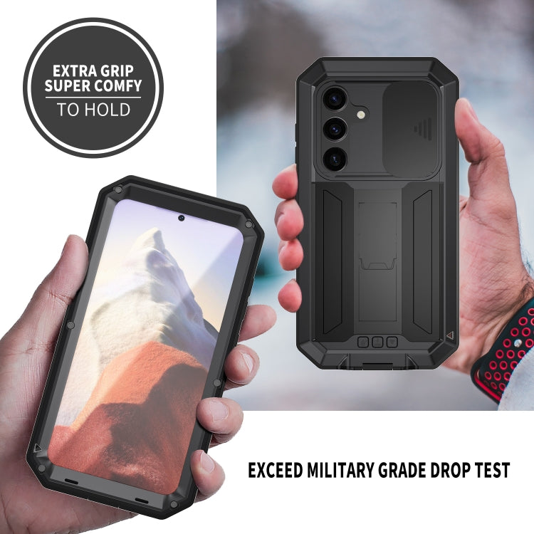 For Samsung Galaxy S24 5G R-JUST Sliding Camera Life Waterproof Holder Phone Case(Black) - free shipping - PMC TechLife - Order now!