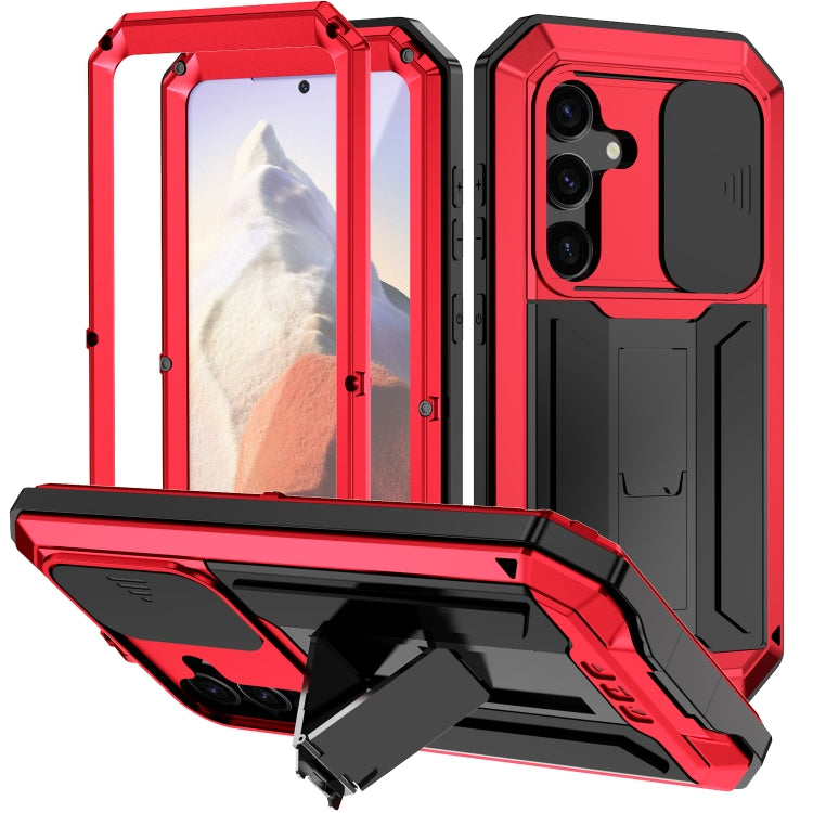 For Samsung Galaxy S24 5G R-JUST Sliding Camera Life Waterproof Holder Phone Case(Red) - Galaxy S24 5G Cases by R-JUST | Online Shopping South Africa | PMC TechLife | Buy Now Pay Later Mobicred