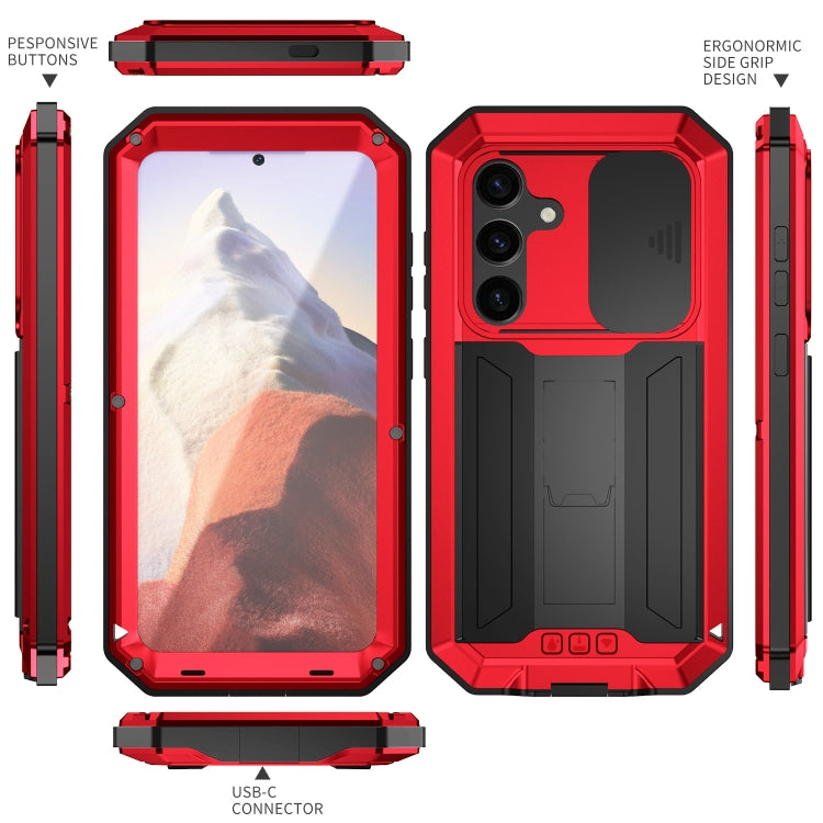 For Samsung Galaxy S24 5G R-JUST Sliding Camera Life Waterproof Holder Phone Case(Red) - Galaxy S24 5G Cases by R-JUST | Online Shopping South Africa | PMC TechLife | Buy Now Pay Later Mobicred