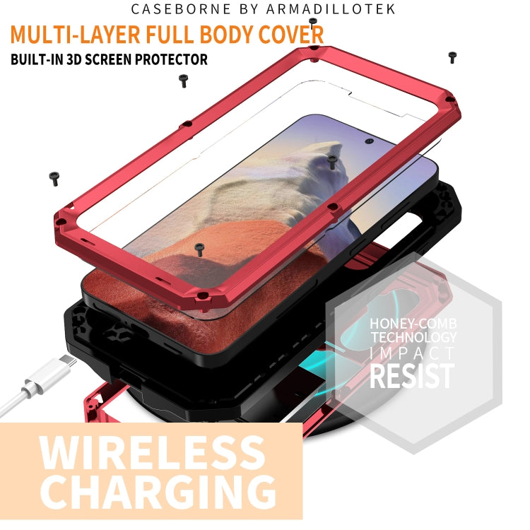 For Samsung Galaxy S24 5G R-JUST Sliding Camera Life Waterproof Holder Phone Case(Red) - Galaxy S24 5G Cases by R-JUST | Online Shopping South Africa | PMC TechLife | Buy Now Pay Later Mobicred