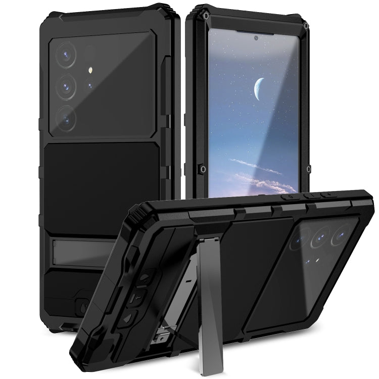 For Samsung Galaxy S24 Ultra 5G R-JUST Life Waterproof Dustproof Shockproof Holder Phone Case(Black) - Galaxy S24 Ultra 5G Cases by R-JUST | Online Shopping South Africa | PMC TechLife | Buy Now Pay Later Mobicred