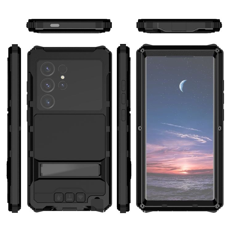 For Samsung Galaxy S24 Ultra 5G R-JUST Life Waterproof Dustproof Shockproof Holder Phone Case(Black) - Galaxy S24 Ultra 5G Cases by R-JUST | Online Shopping South Africa | PMC TechLife | Buy Now Pay Later Mobicred