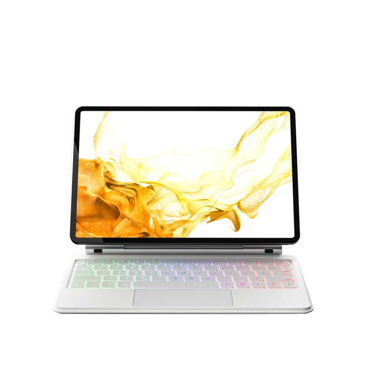 For Samsung Galaxy Tab S9 FE/S9/S8 M11P-B-S9 Magnetic Bluetooth Keyboard Leather Tablet Case(White) - Samsung Keyboard by PMC TechLife | Online Shopping South Africa | PMC TechLife | Buy Now Pay Later Mobicred