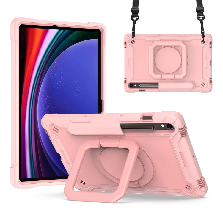 For Samsung Galaxy Tab S9 FE / S9 Handle Robot Silicone Hybrid PC Tablet Case(Rose Gold) - Galaxy Tab S9 Cases by PMC TechLife | Online Shopping South Africa | PMC TechLife