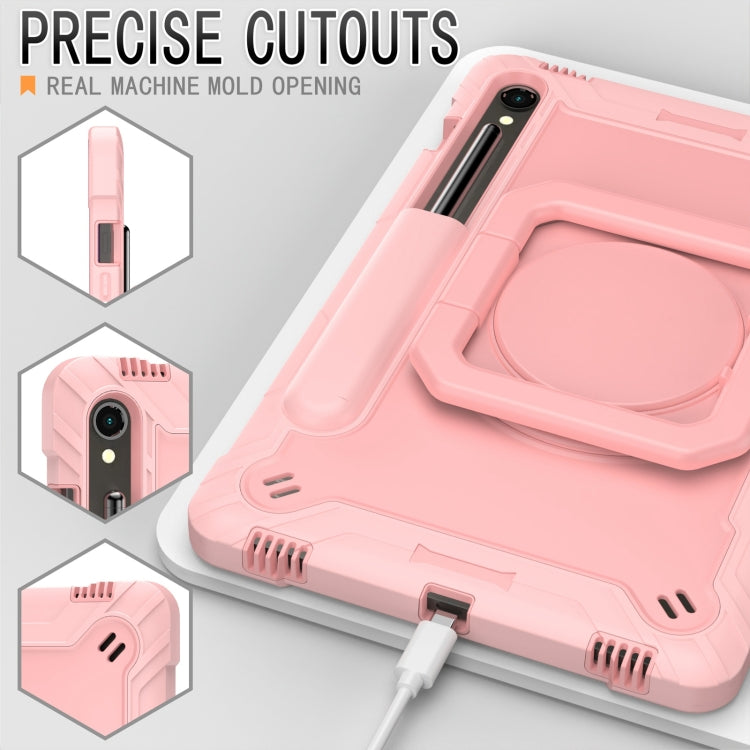 For Samsung Galaxy Tab S9 FE / S9 Handle Robot Silicone Hybrid PC Tablet Case(Rose Gold) - Galaxy Tab S9 Cases by PMC TechLife | Online Shopping South Africa | PMC TechLife