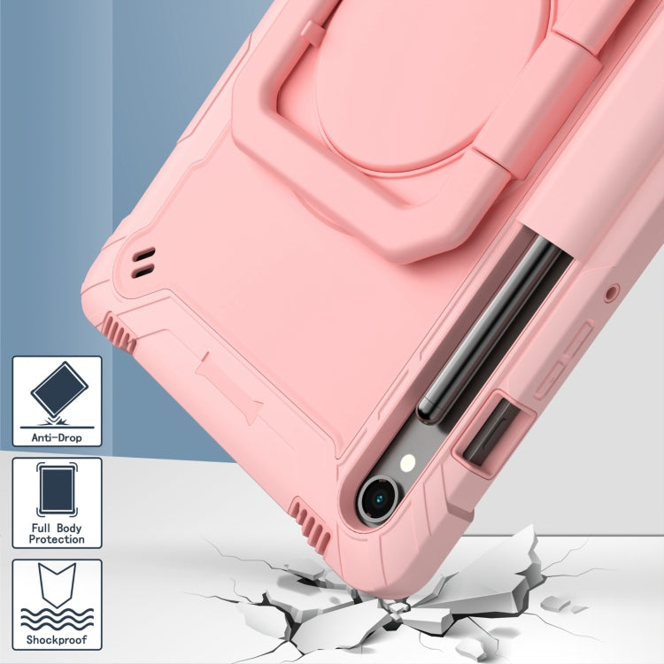 For Samsung Galaxy Tab S9 FE / S9 Handle Robot Silicone Hybrid PC Tablet Case(Rose Gold) - Galaxy Tab S9 Cases by PMC TechLife | Online Shopping South Africa | PMC TechLife