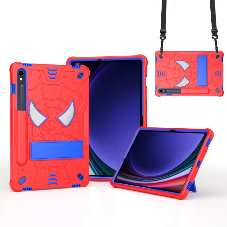 For Samsung Galaxy Tab S9 FE / S9 Fold-Holder Spider Silicone Hybrid PC Tablet Case(Red Blue) - Galaxy Tab S9 Cases by PMC TechLife | Online Shopping South Africa | PMC TechLife