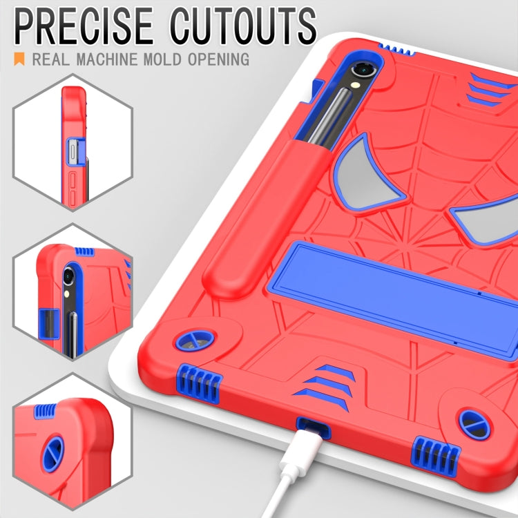 For Samsung Galaxy Tab S9 FE / S9 Fold-Holder Spider Silicone Hybrid PC Tablet Case(Red Blue) - Galaxy Tab S9 Cases by PMC TechLife | Online Shopping South Africa | PMC TechLife