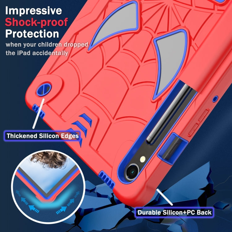 For Samsung Galaxy Tab S9 FE / S9 Fold-Holder Spider Silicone Hybrid PC Tablet Case(Red Blue) - Galaxy Tab S9 Cases by PMC TechLife | Online Shopping South Africa | PMC TechLife