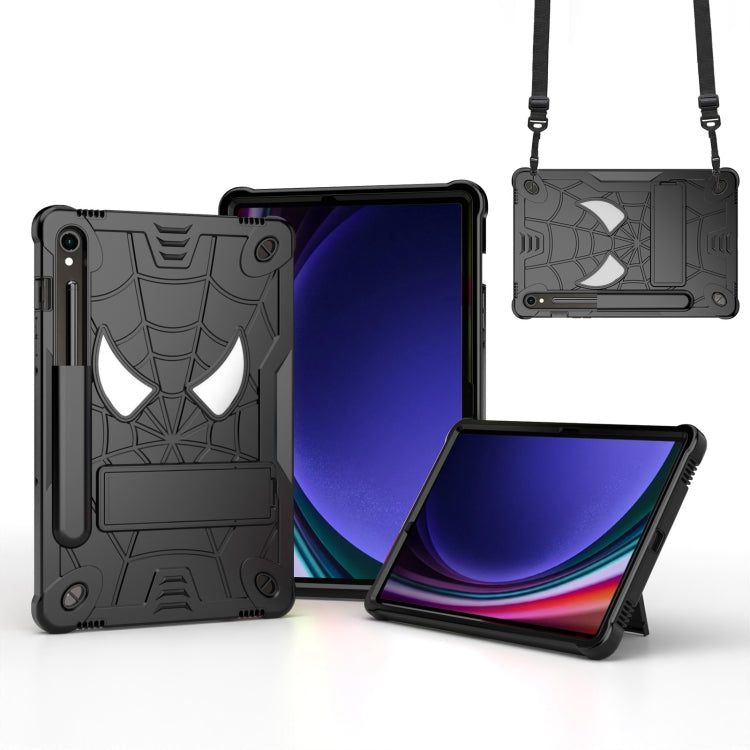 For Samsung Galaxy Tab S9 FE / S9 Fold-Holder Spider Silicone Hybrid PC Tablet Case(Black) - Galaxy Tab S9 Cases by PMC TechLife | Online Shopping South Africa | PMC TechLife