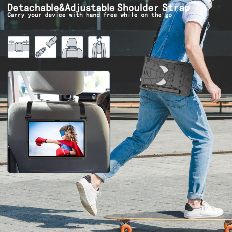 For Samsung Galaxy Tab S9 FE / S9 Fold-Holder Spider Silicone Hybrid PC Tablet Case(Black) - Galaxy Tab S9 Cases by PMC TechLife | Online Shopping South Africa | PMC TechLife