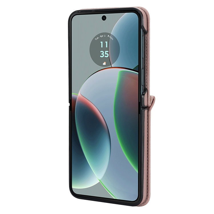 For Motorola Razr 40 Rhombic Texture Phone Case with Long & Short Lanyard(Rose Gold) - Motorola Cases by PMC TechLife | Online Shopping South Africa | PMC TechLife | Buy Now Pay Later Mobicred